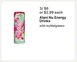 Walgreens Alani Nu Energy Drinks w offer