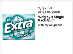 Walgreens Wrigley's Single Pack Gum offer