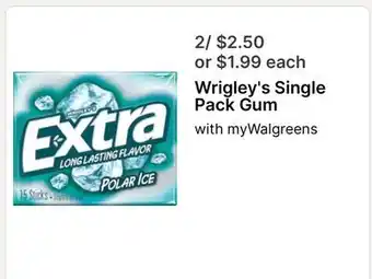Walgreens Wrigley's Single Pack Gum offer
