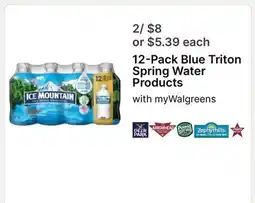 Walgreens 12-Pack Blue Triton Spring Water Products offer