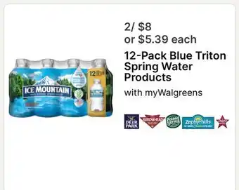 Walgreens 12-Pack Blue Triton Spring Water Products offer