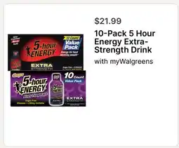 Walgreens 10-Pack 5 Hour Energy Extra-Strength Drink offer
