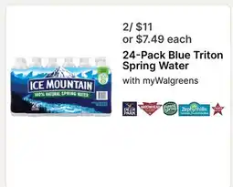 Walgreens 24-Pack Blue Triton Spring Water offer