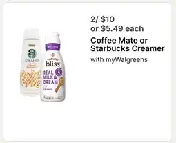 Walgreens Coffee Mate or Starbucks Creamer offer