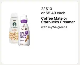 Walgreens Coffee Mate or Starbucks Creamer offer