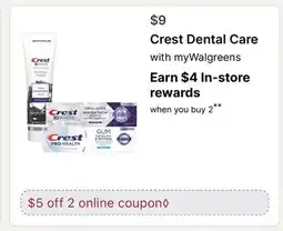 Walgreens Crest Dental Care offer