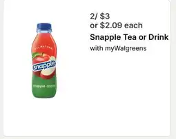 Walgreens Snapple Tea or Drink offer