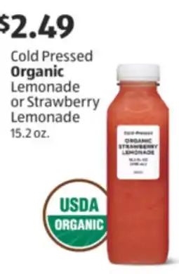 Aldi Cold Pressed Organic Lemonade or Strawberry Lemonade offer