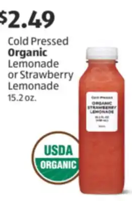 Aldi Cold Pressed Organic Lemonade or Strawberry Lemonade offer