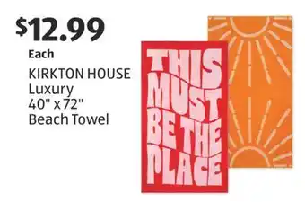 Aldi KIRKTON HOUSE Luxury 40 x 72 Beach Towel offer