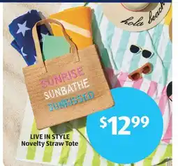 Aldi LIVE IN STYLE Novelty Straw Tote offer