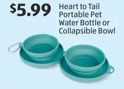 Aldi Heart to Tail Portable Pet Water Bottle or Collapsible Bowl offer
