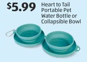 Aldi Heart to Tail Portable Pet Water Bottle or Collapsible Bowl offer
