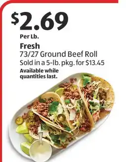 Aldi Fresh 73/27 Ground Beef Roll offer