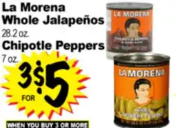 Superior Grocers La Morena Whole Jalapeños 28.2 oz., Chipotle Peppers 7 oz offer
