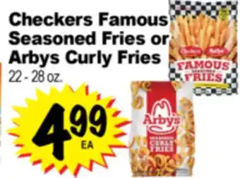 Superior Grocers Checkers Famous Seasoned Fries or Arbys Curly Fries offer
