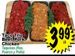 Superior Grocers Taco Trio Beef, Pork, Chicken offer