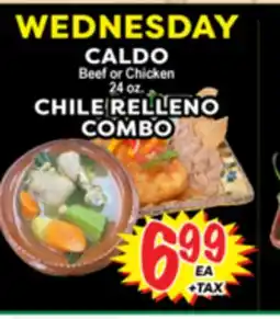 Superior Grocers CALDO Beef or Chicken 24 oz. CHILE RELLENO COMBO offer