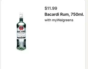 Walgreens Bacardi Rum, 750ml offer