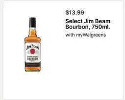 Walgreens Select Jim Beam Bourbon 750ml offer