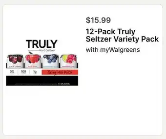 Walgreens 12-Pack Truly Seltzer Variety Pack offer