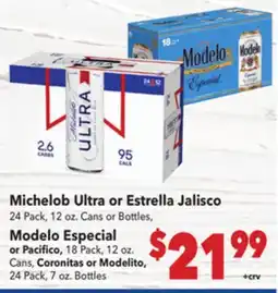 Vallarta Supermarkets Michelob Ultra or Estrella Jalisco offer