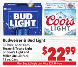 Vallarta Supermarkets Budweiser & Bud Light offer