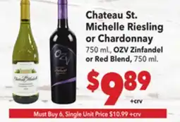 Vallarta Supermarkets Chateau St. Michelle Riesling or Chardonnay offer