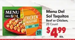 Vallarta Supermarkets Menu Del Sol Taquitos offer