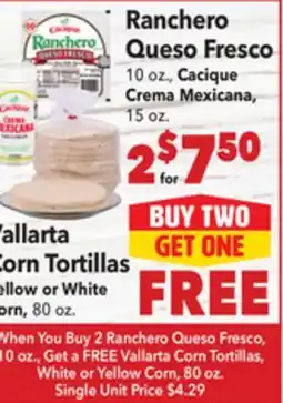 Vallarta Supermarkets Ranchero Queso Fresco offer