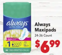 Vallarta Supermarkets Always Maxipads offer