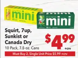 Vallarta Supermarkets Squirt, 7up, Sunkist or Canada Dry offer