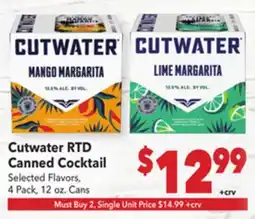 Vallarta Supermarkets Cutwater RTD Canned Cocktail offer