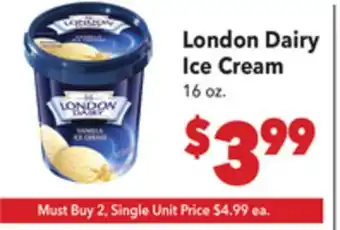 Vallarta Supermarkets London Dairy Ice Cream offer
