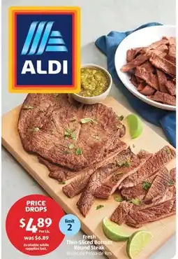 Aldi Fresh Thin-Sliced Bottom Round Steak offer