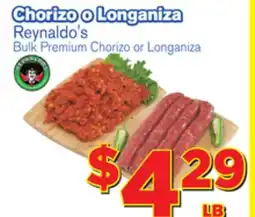 El Super Fresh Reynaldo's Bulk Premium Chorizo or Longaniza offer