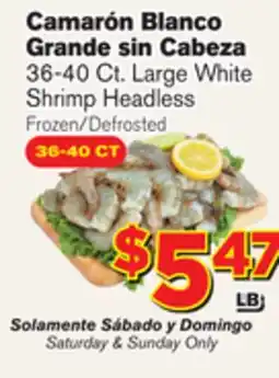El Super Fresh 36-40 Ct. Large White Shrimp Headless offer