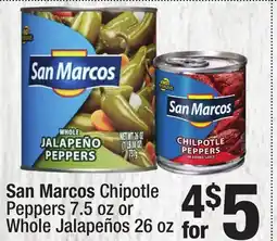 Super King Markets San Marcos Chipotle Peppers 7.5 oz or Whole Jalapeños 26 oz offer