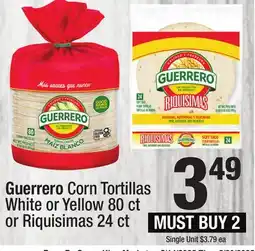 Super King Markets Guerrero Corn Tortillas White or Yellow 80 ct orRiquisimas offer