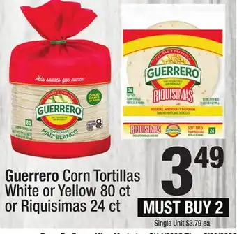 Super King Markets Guerrero Corn Tortillas White or Yellow 80 ct orRiquisimas offer