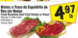El Super Fresh Boneless Beef Clod Steaks or Roast offer