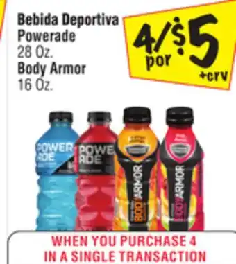 El Super Powerade 28 Oz. Body Armor 16 Oz offer