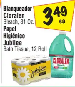 El Super Cloralen Bleach, 81 Oz., Jubilee Bath Tissue, 12 Roll offer