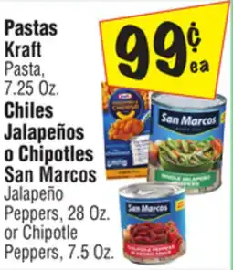 El Super Kraft Pasta, 7.25 Oz. San Marcos Jalapeño Peppers, 28 Oz.or Chipotle Peppers, 7.5 Oz offer