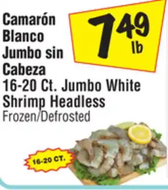 El Super 16-20 Ct. Jumbo White Shrimp Headless offer