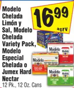 El Super Modelo Chelada Limón Sal, Modelo Chelada Variety Pack, Modelo Especial Chelada o Jumex Hard offer