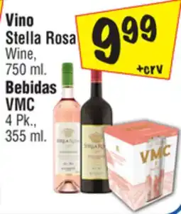 El Super Vino Stella Rosa Wine,750 ml. Bebidas VMC 4 Pk.,355 ml. 12 Pk., 12 Oz. Cans offer
