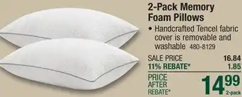 Menards Swiss Comforts Standard Memory Foam Pillow - 2 Pack offer