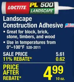 Menards Loctite PL 500 Landscape Block Adhesive - 10 oz offer