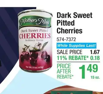 Menards Mother's Maid Dark Sweet Pitted Cherries - 15 oz offer